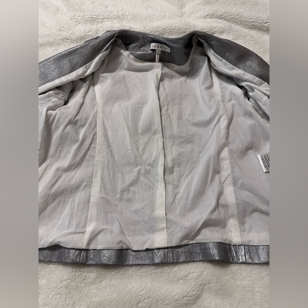 Sandro Silver Leather Jacket - image 8